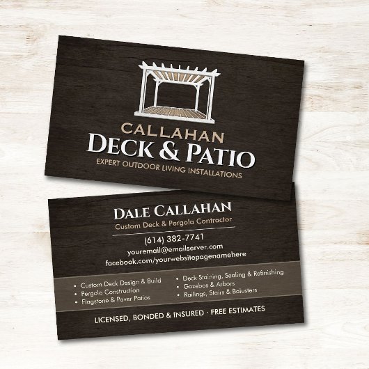Deck & Patio Aannemer Rustic Hout Visitekaartje