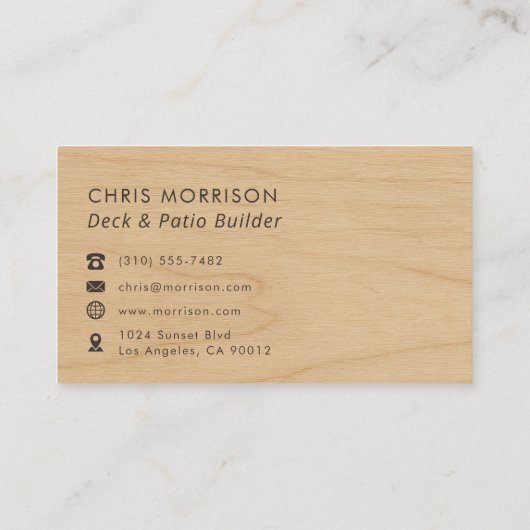 Deck & Patio Builder Wood Monogram Professional Visitekaartje (Achterkant)