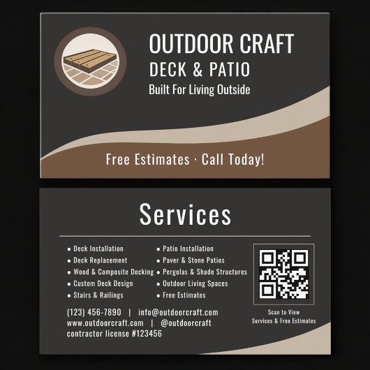 Deck & Patio QR Code Professional Visitekaartje