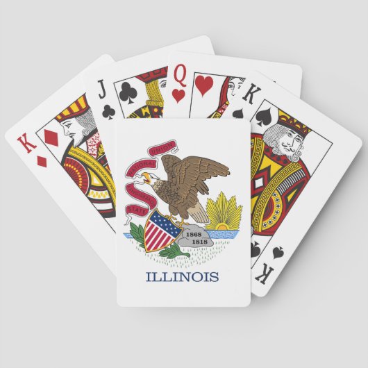 Deck speelkaarten met vlag van Illinois (Achterkant)