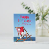 Deck stoel met Santa hoed Feestdagenkaart (Staand voorkant)