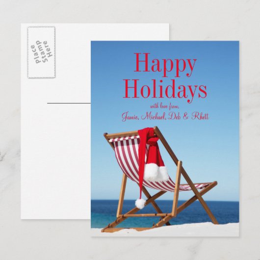 Deck stoel met Santa hoed Feestdagenkaart (Voorkant / Achterkant)