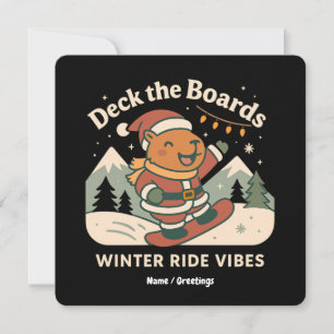 Deck the Boards Schattige Kerstman Capybara Snowbo Kaart
