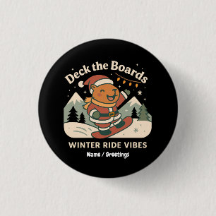 Deck the Boards Schattige Kerstman Capybara Snowbo Ronde Button 3,2 Cm