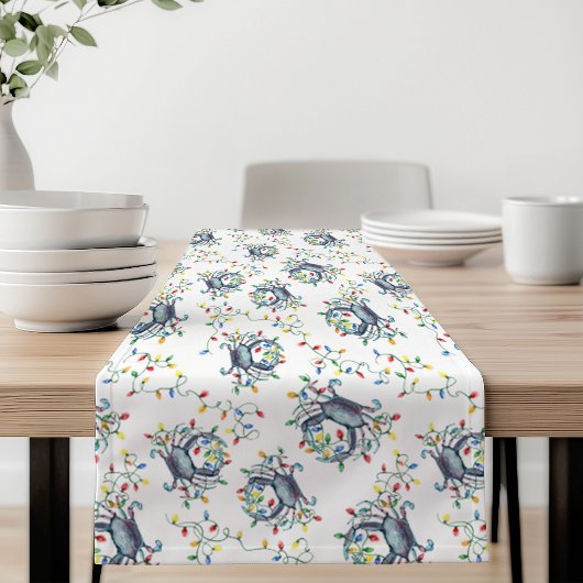 Deck the Claws Coastal Crab Christmas Lights Korte Tafelloper