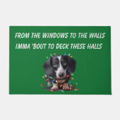 DECK THE HALLS DACHHSUND DEURMAT (Voorkant)