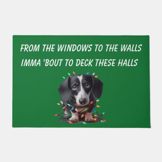 DECK THE HALLS DACHHSUND DEURMAT (Voorkant)