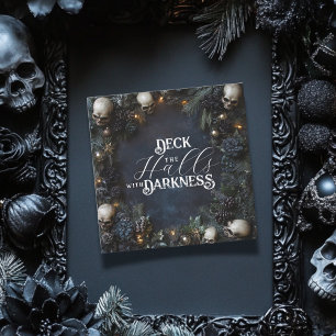 Deck the Halls Duisternis Gotische Schedel Kerstmi Feestdagenkaart