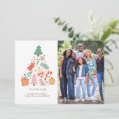 Deck the Halls Familie Foto Kerstmis Kaart (Staand voorkant)