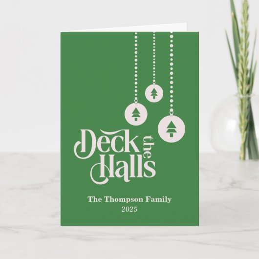 "Deck The Halls" Groene Kerst Kaart (Voorkant)