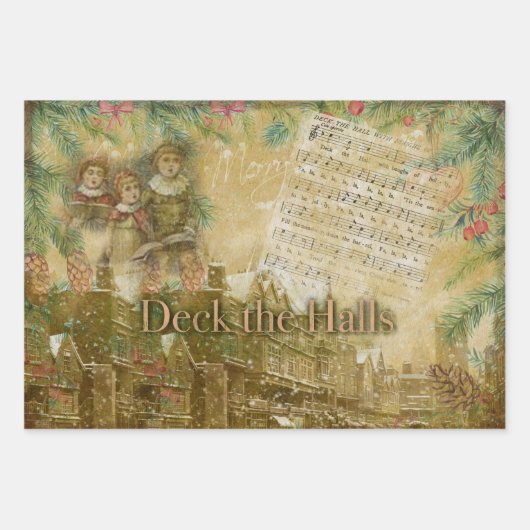 "Deck the Halls"  Inpakpapier Vel (Voorkant)