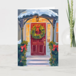 Deck the Halls | Kerst Winter Vakantie Geschilderd Feestdagen Kaart