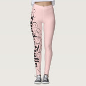 Deck the Halls Kerstbelettering Bord Roze Parijs Leggings (Voorkant)