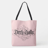 Deck the Halls Luxe Lettering Roze Zwart Tote Bag (Achterkant)