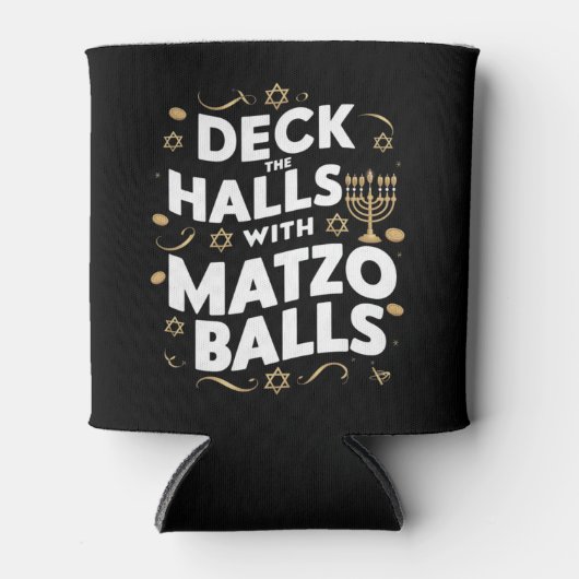 Deck The Halls Matzo Balls Grappige Hanukkah Joods Blikjeskoeler (Voorkant)