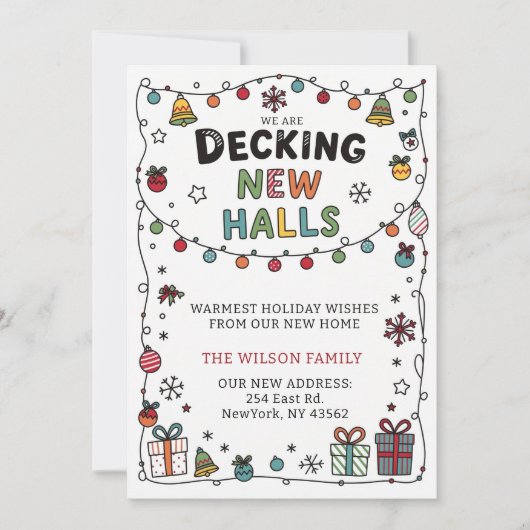 Deck The Halls New Address Moving  Feestdagenkaart (Voorkant)