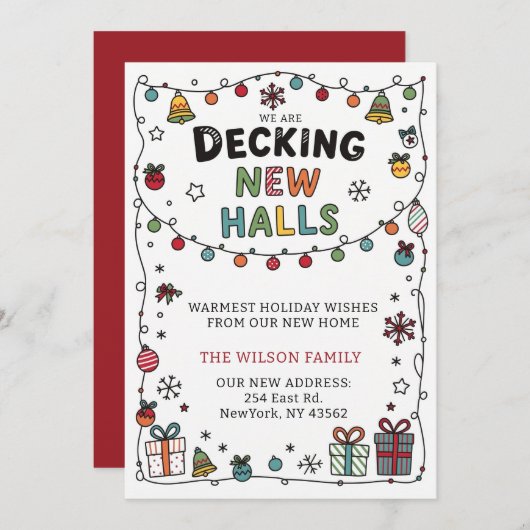 Deck The Halls New Address Moving Feestdagenkaart (Voorkant / Achterkant)