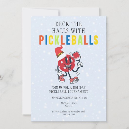 Deck the Halls Pickleball Kersttoernooi Kaart (Voorkant)