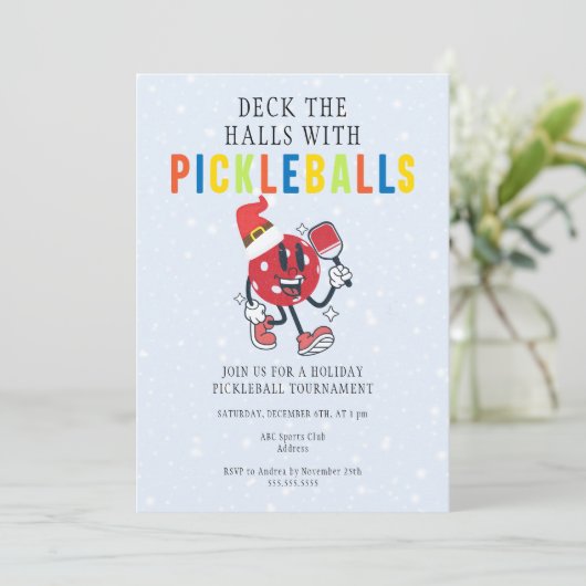 Deck the Halls Pickleball Kersttoernooi Kaart (Staand voorkant)