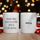 Deck the Halls Quirky Tekst Naam Kerstmis Koffiemok