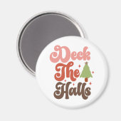 Deck the Halls Retro Groovy Kerst Feestdagen Magneet (Voorkant / Achterkant)