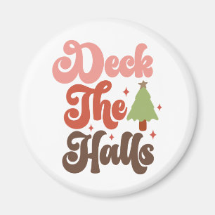 Deck the Halls Retro Groovy Kerst Feestdagen Magneet