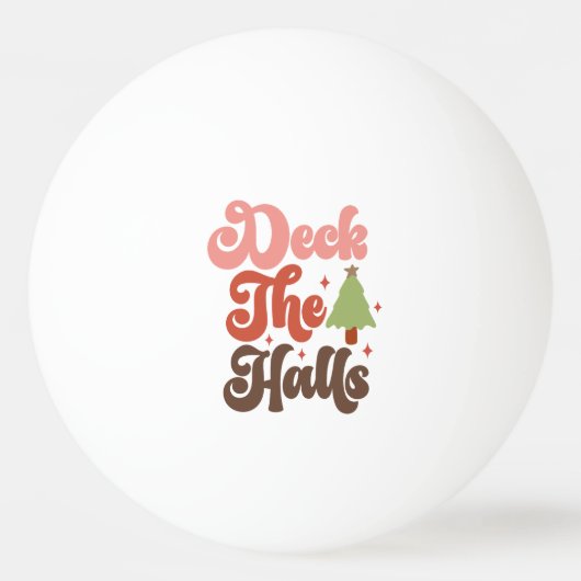 Deck the Halls Retro Groovy Kerst Feestdagen Pingpongbal (Voorkant)
