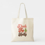 Deck the Halls Retro Groovy Kerst Feestdagen Tote Bag (Achterkant)