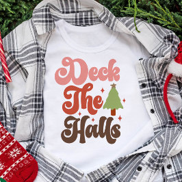 Deck the Halls Retro Groovy Kerst Feestdagen Tri-Blend Shirt