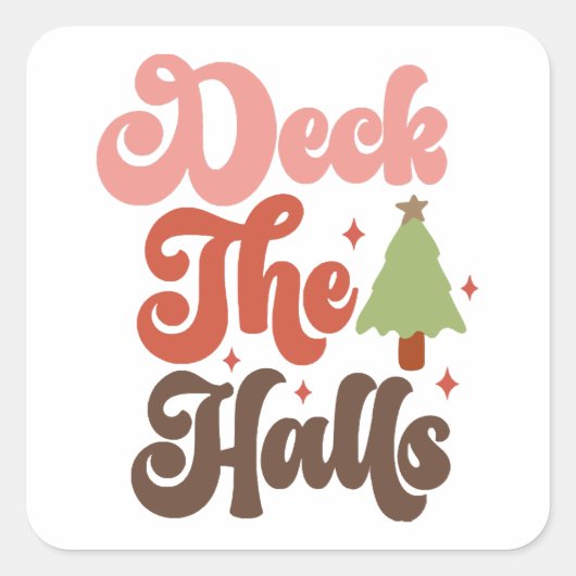 Deck the Halls Retro Groovy Kerst Feestdagen Vierkante Sticker (Voorkant)