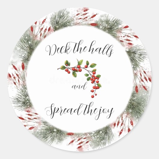 Deck the Halls Rond Ronde Sticker (Voorkant)