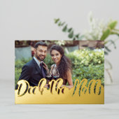 Deck The Halls Single Foto Handgeschreven Goud Folie Feestdagenkaart (Staand Voorkant)