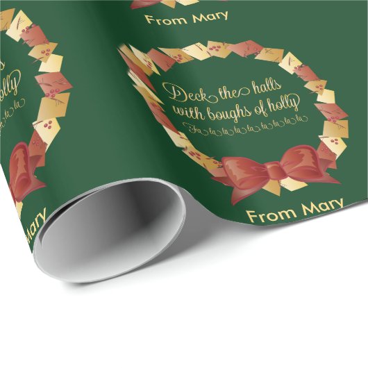 Deck The Halls Songteksten Ontwerp Cadeaupapier (Rol Hoek)