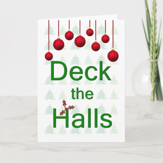 Deck the Halls Tekst Kerstmis Kaart (Voorkant)