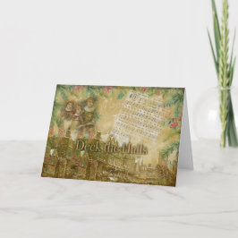 "Deck the Halls" Vintage Kerst Kaart