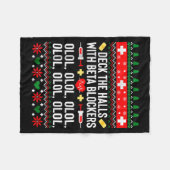 Deck The Halls With Beta Blockers Nurse Christmas Fleece Deken (Voorkant (Horizontaal))