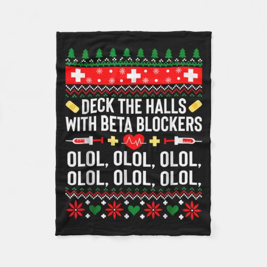 Deck The Halls With Beta Blockers Nurse Christmas Fleece Deken (Voorkant)