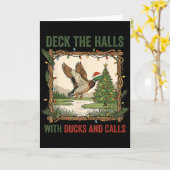 Deck The Halls With Ducks And Calls Christmas Hunt Kaart (Gele Bloem)