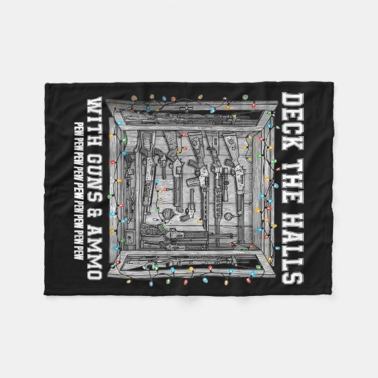 Deck The Halls With Guns &amp; Ammo  Fleece Deken (Voorkant (Horizontaal))