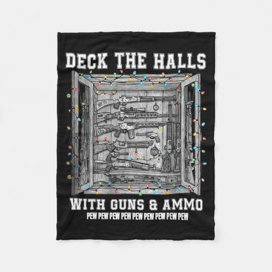 Deck The Halls With Guns & Ammo Fleece Deken (Voorkant)