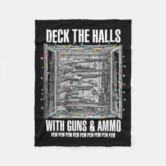 Deck The Halls With Guns & Ammo Fleece Deken (Voorkant)