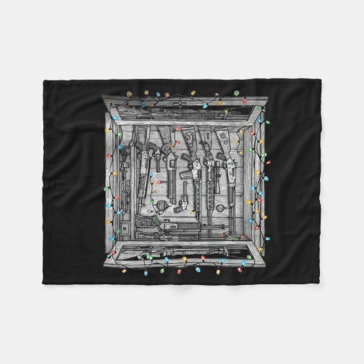 Deck The Halls With Guns &amp; Ammo (on Back)  Fleece Deken (Voorkant (Horizontaal))