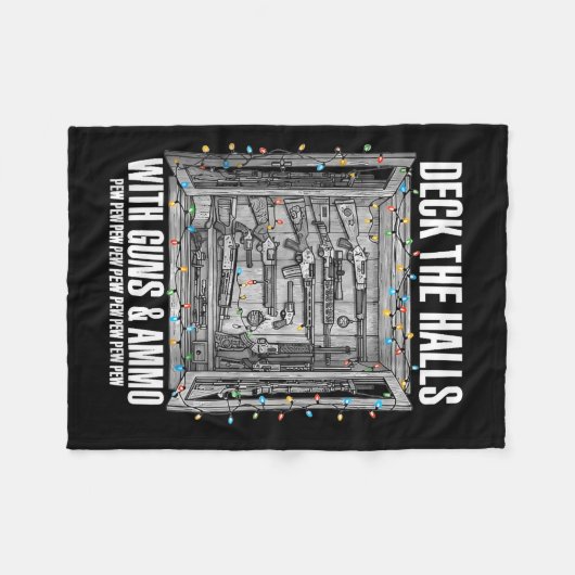 Deck The Halls With Guns And Ammo  Fleece Deken (Voorkant (Horizontaal))