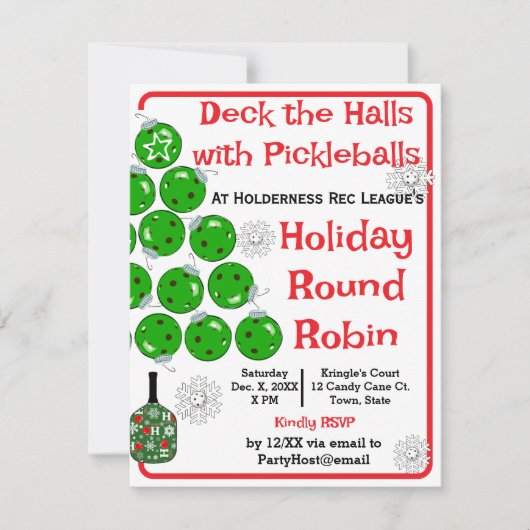 Deck the Halls with Pickleballs Christmas Party Kaart (Voorkant)