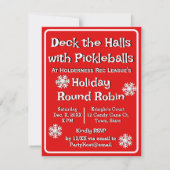 Deck the Halls with Pickleballs Christmas Party Kaart (Achterkant)