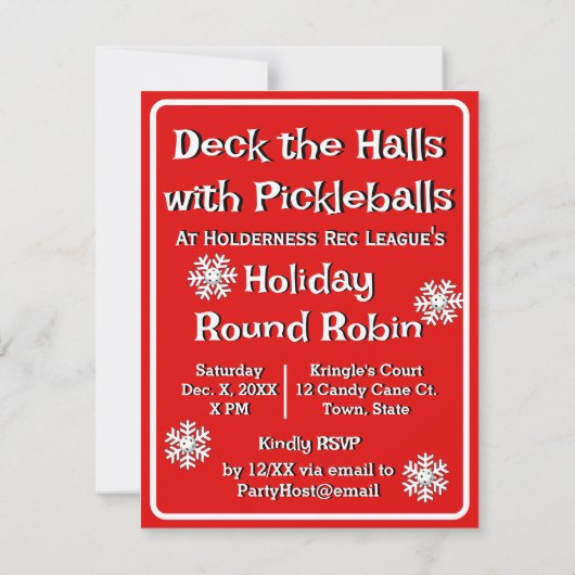 Deck the Halls with Pickleballs Christmas Party Kaart (Achterkant)