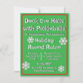 Deck the Halls with Pickleballs Christmas Party Kaart (Achterkant)