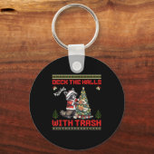 Deck The Halls With Trash Raccoon Ugly Christmas S Sleutelhanger (Voorkant)