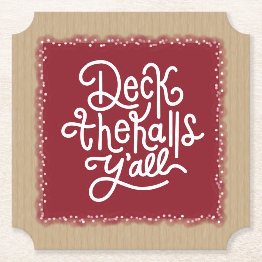 Deck the Halls Y'all Kartonnen Onderzetters (Voorkant)