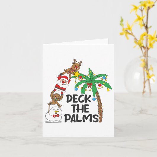 Deck The Palm Christmas in juli Xmas Mannen Vrouwe Kaart (Gele Bloem)